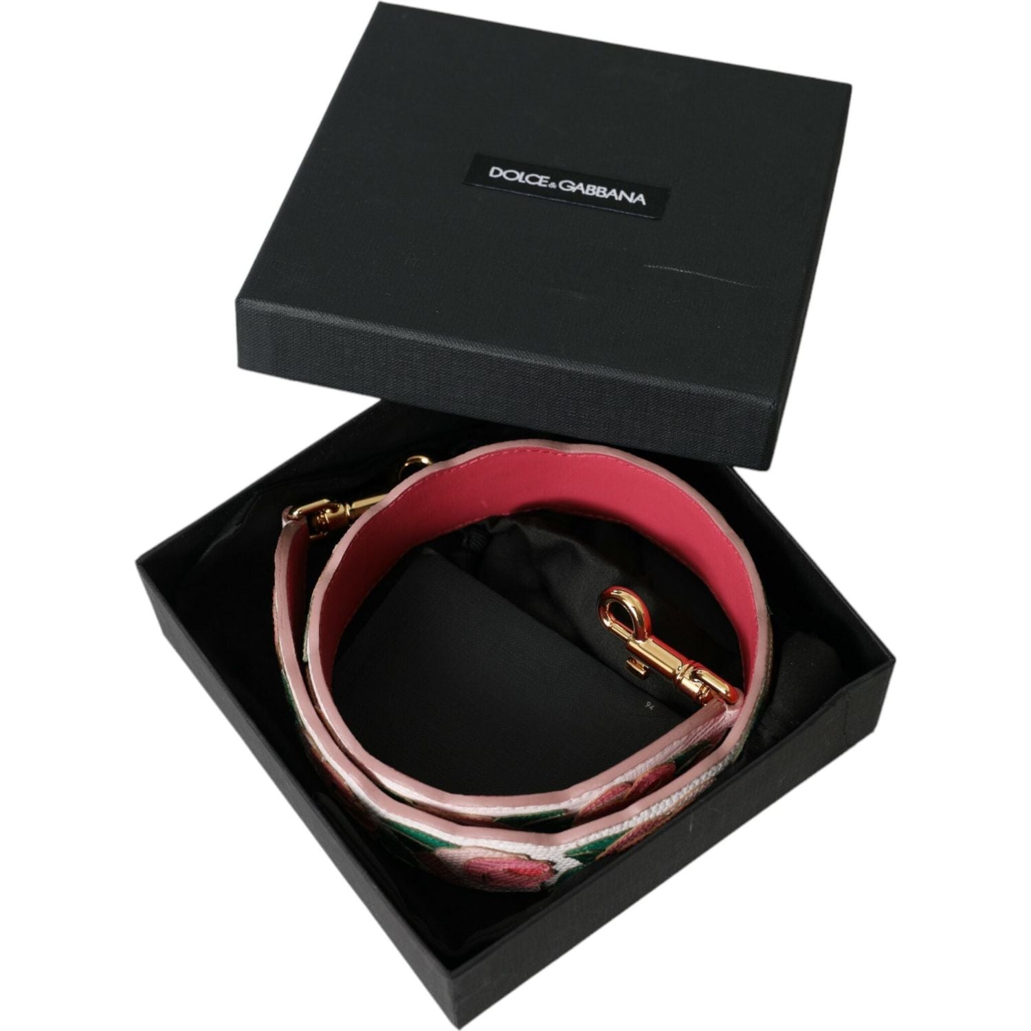 白色花卉皮革配饰肩带