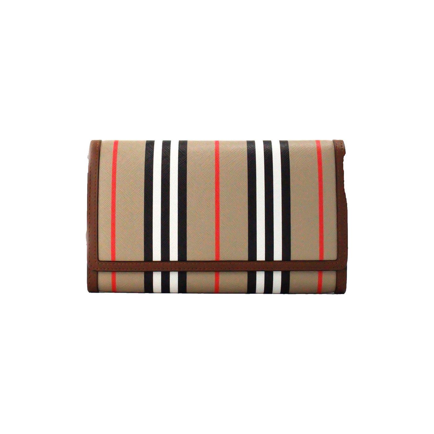حقيبة كتف من Burberry Hannah Icon Stripe Archive Tan من الجلد الصناعي