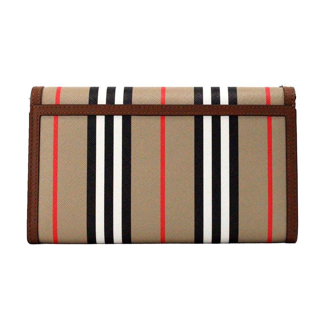 حقيبة كتف من Burberry Hannah Icon Stripe Archive Tan من الجلد الصناعي