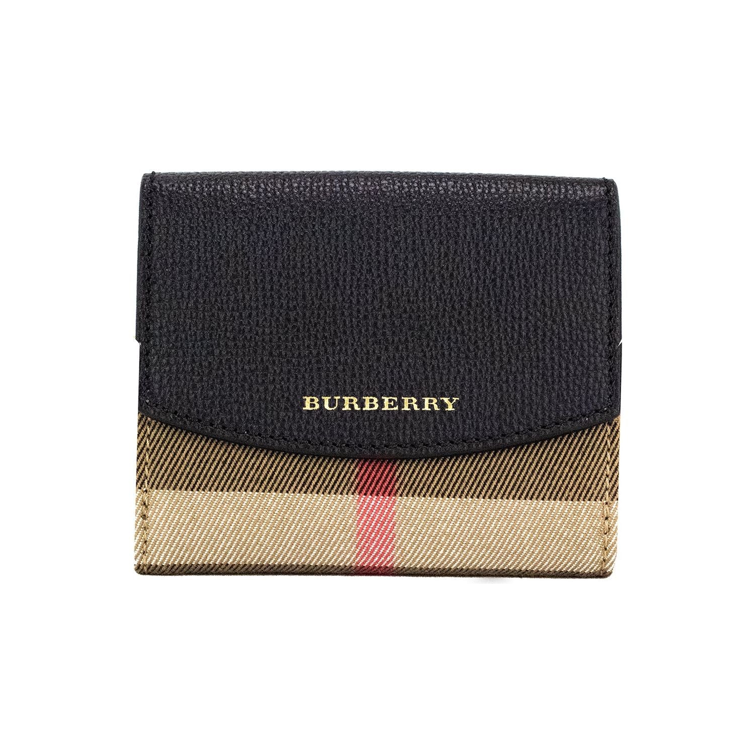 محفظة Burberry Luna المصنوعة من الجلد الأسود المحبب من القماش بنقشة المربعات