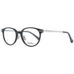 Max Mara Black Women Glasses Frame in full-rim style with plastic material, round shape, and demo lenses. Includes branded case.
