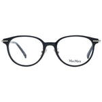 Max Mara Black Women Glasses Frame, full-rim round plastic design with demo lenses, includes branded case.