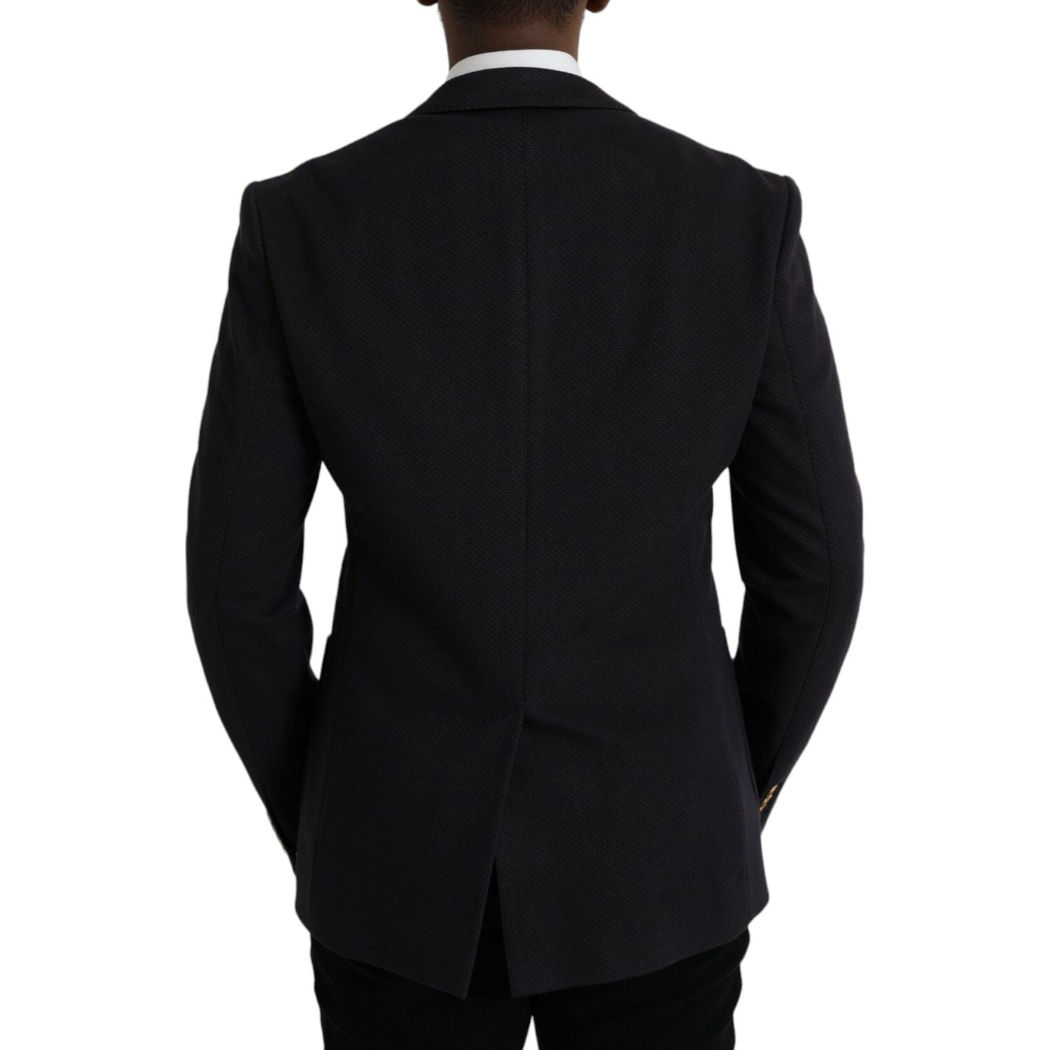 深蓝色皇冠蜜蜂双排扣西装外套