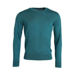 Dolce & Gabbana Dark Green Silk Crew Neck Pullover Sweater