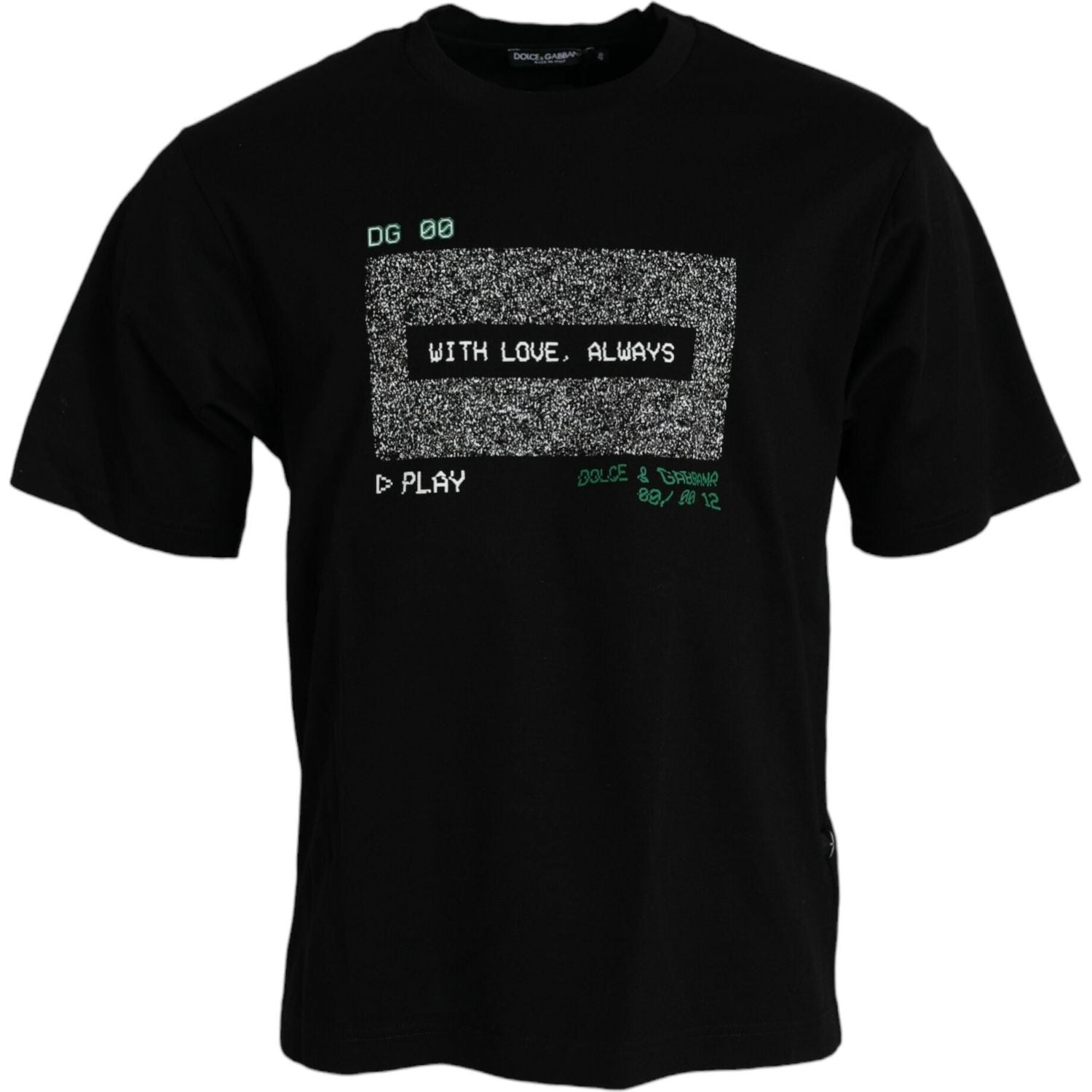 黑色 With Love Always 圆领上衣 T 恤