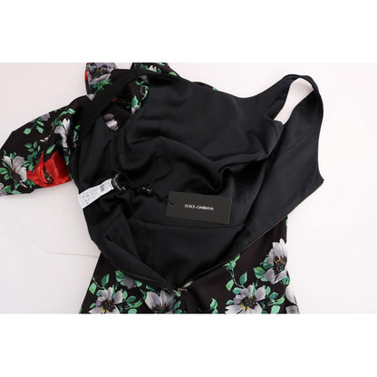 Dolce & Gabbana Multicolor Floral Print Stretch Sheath Long Dress