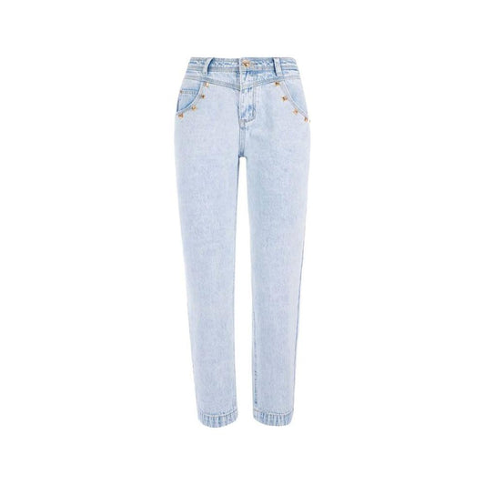 Yes Zee Blue Cotton Women High-Waisted Jean YE-12222-W26