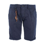 Yes Zee Chic Blue Cotton Blend Bermuda Shorts YE-12213-W30