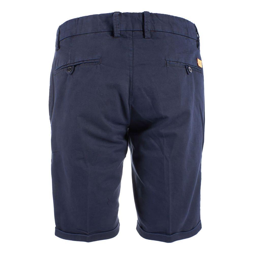 Yes Zee Chic Blue Cotton Blend Bermuda Shorts YE-12213-W30