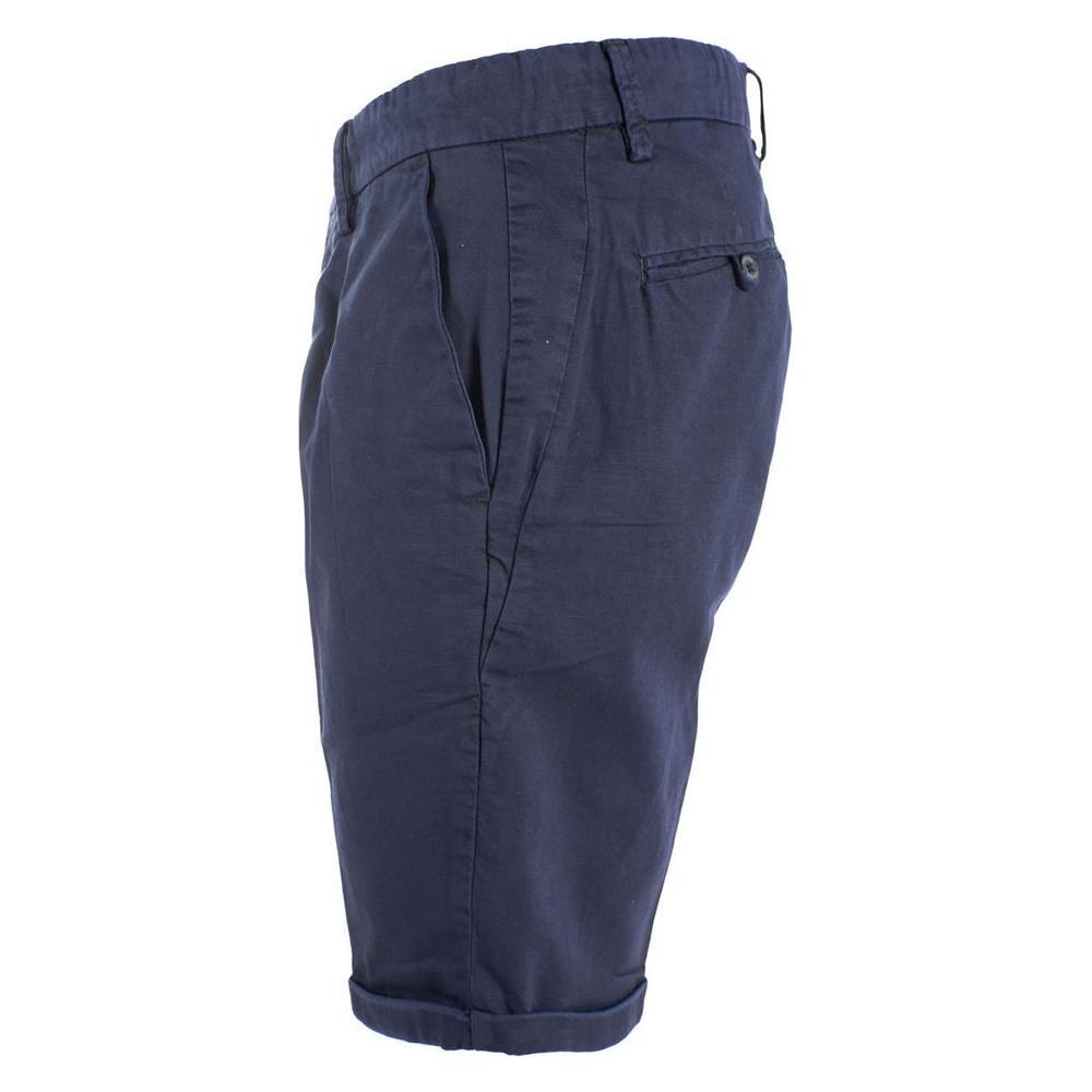 Yes Zee Chic Blue Cotton Blend Bermuda Shorts YE-12213-W30