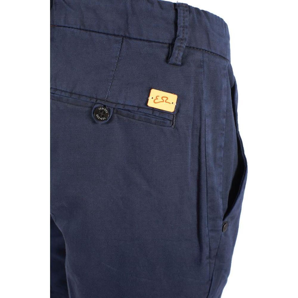 Yes Zee Chic Blue Cotton Blend Bermuda Shorts YE-12213-W30