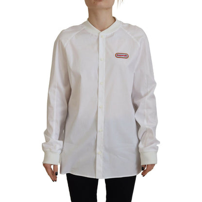 Dsquared² White Cotton Button Down Long Sleeves Crewneck Top