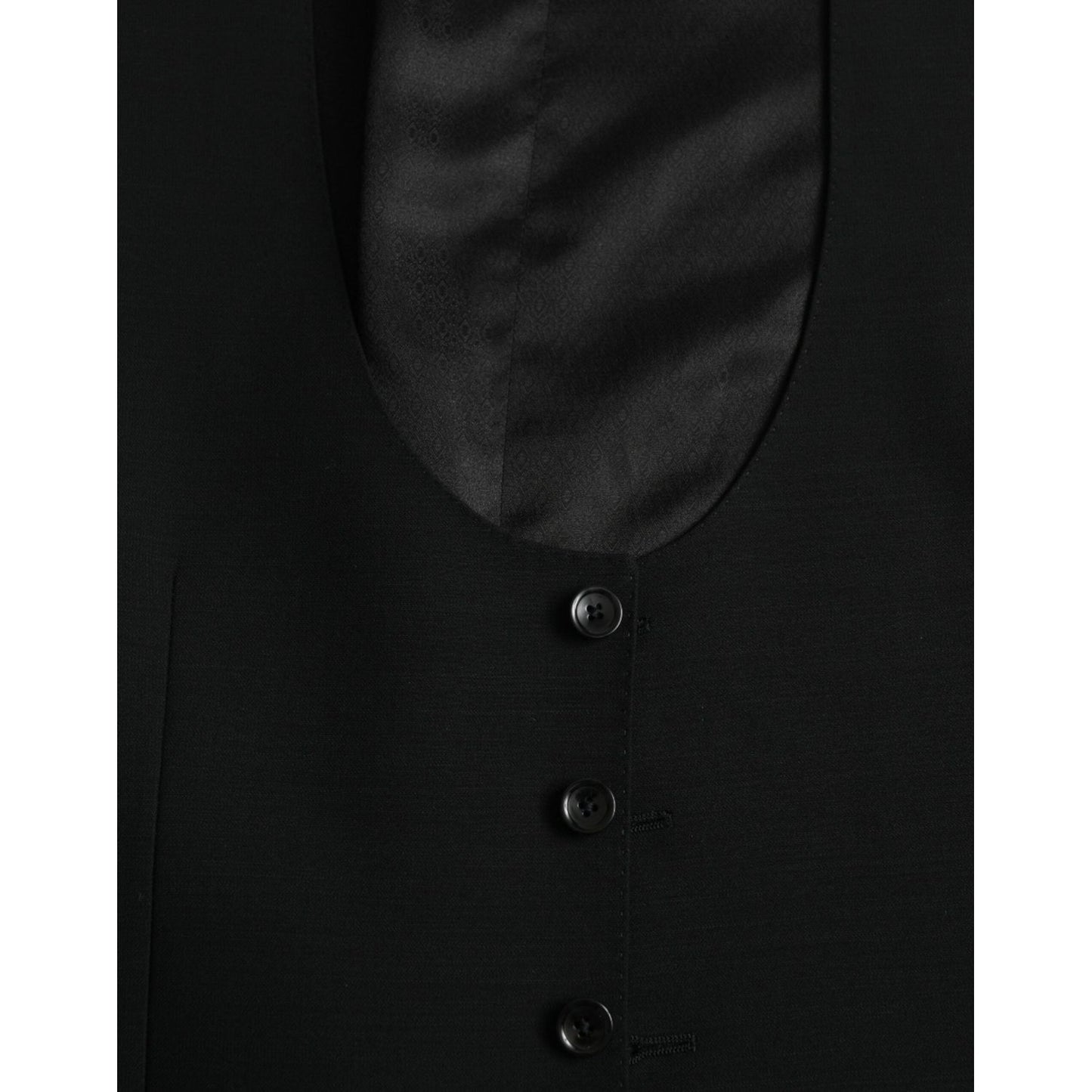 Dolce & Gabbana Black Wool Waistcoat Dress Formal Vest