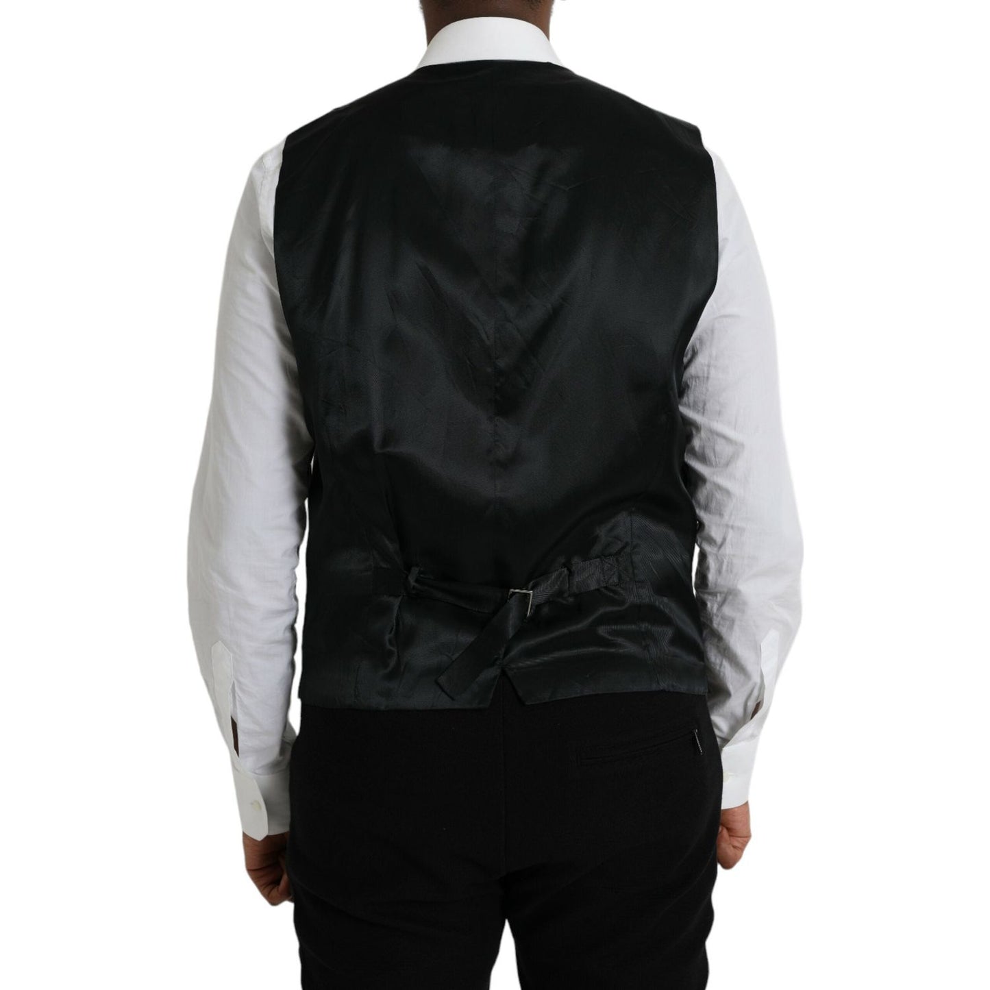 Dolce & Gabbana Black Wool Waistcoat Dress Formal Vest