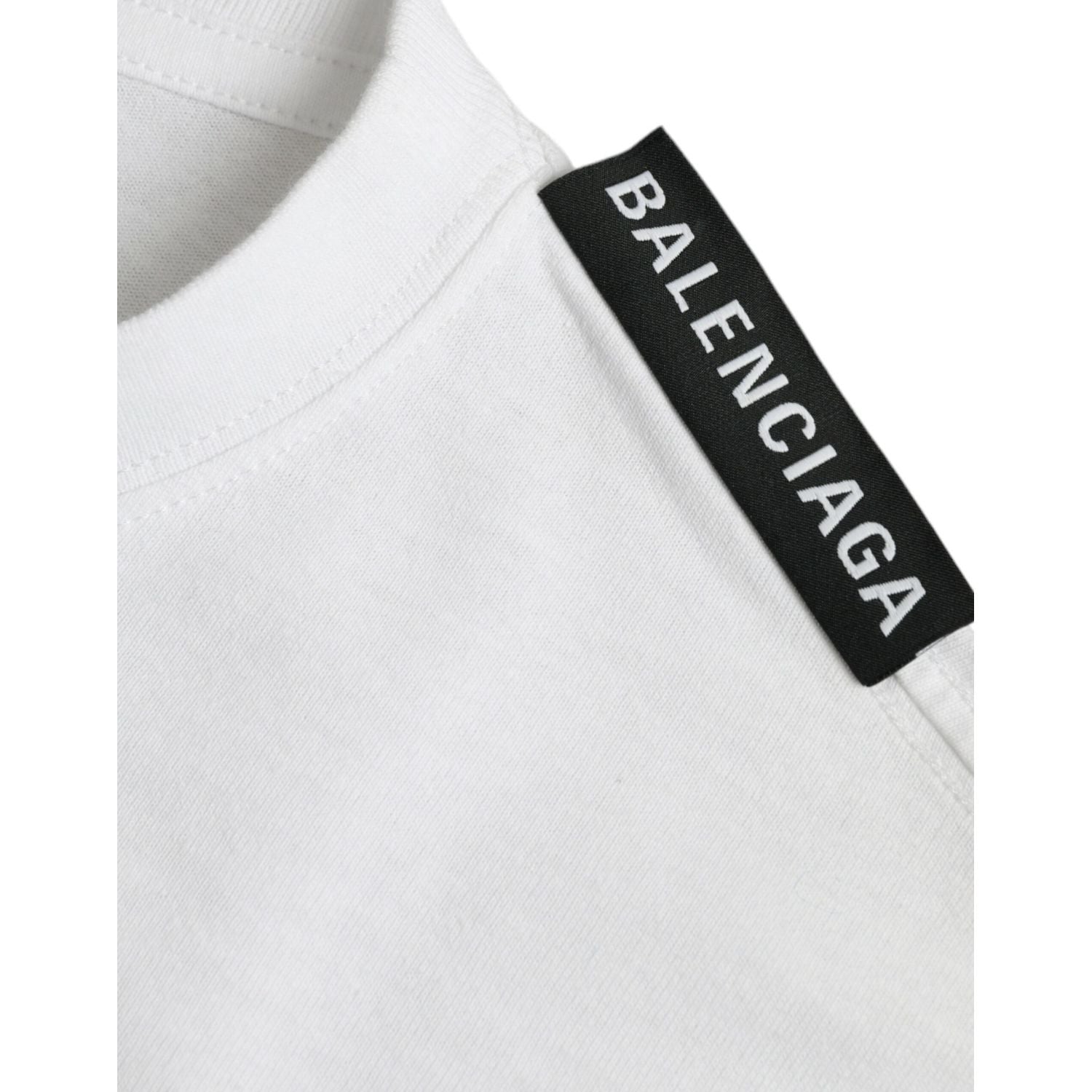 تي شيرت Balenciaga من القطن باللون الأبيض الفاتح بياقة دائرية