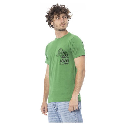 Cavalli Class Green Cotton Men T-Shirt