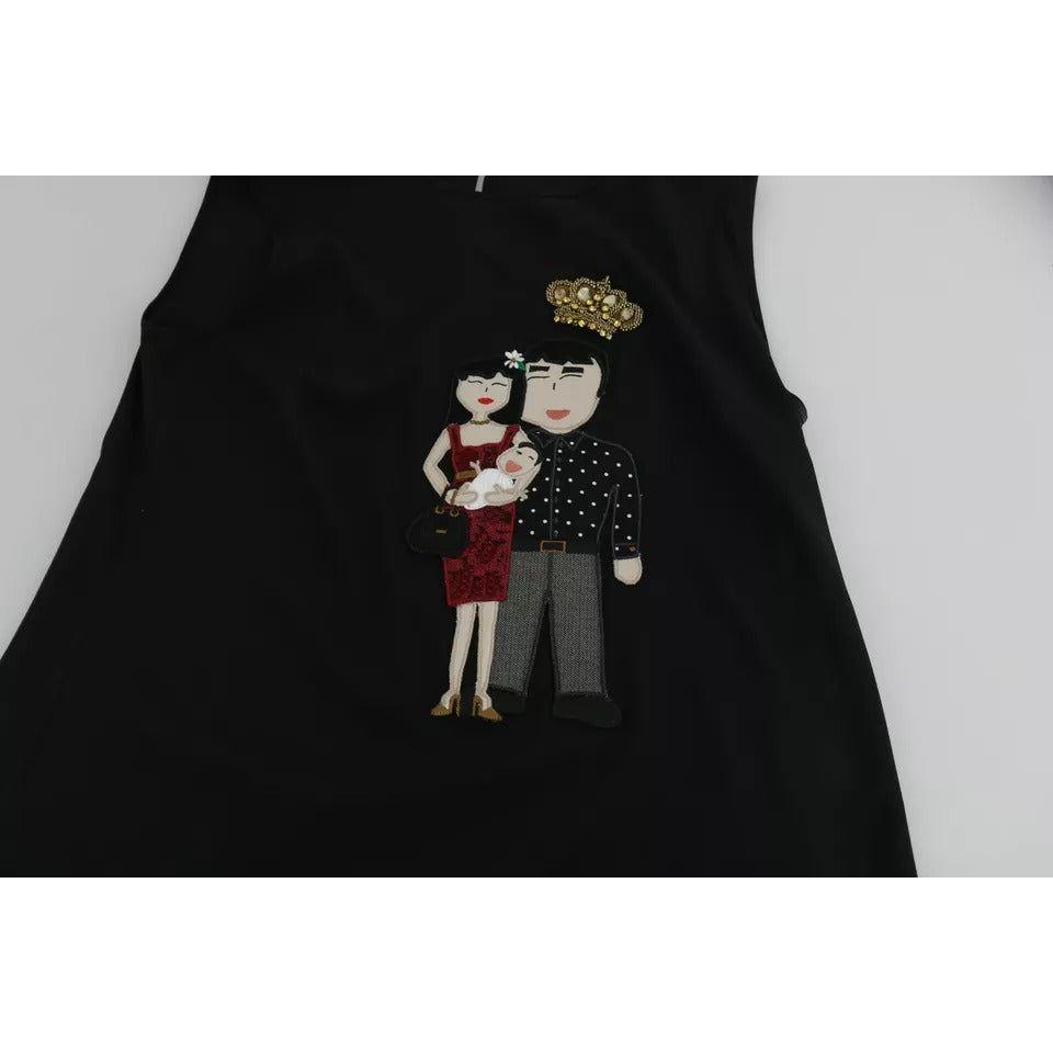 بلوزة دولتشي آند غابانا من الحرير الأسود بدون أكمام من عائلة DG