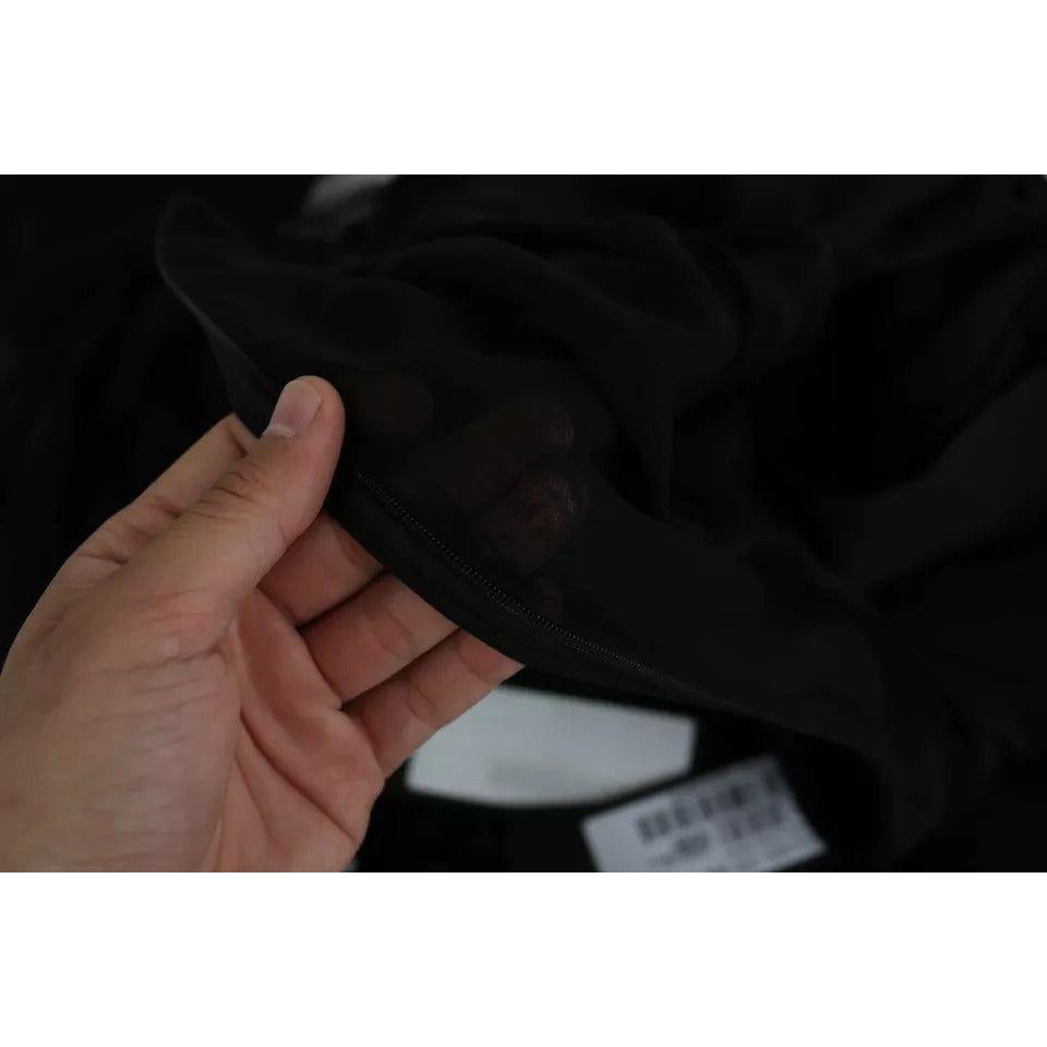 فستان دولتشي آند غابانا قصير من الحرير المخلوط بثنيات باللون الأسود