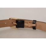 Dolce & Gabbana Black Leather Gold Metal Logo Engraved Buckle Belt Dolce & Gabbana Dark Gray