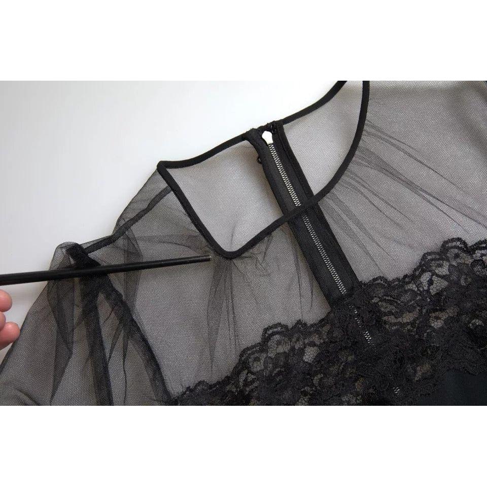 فستان دولتشي آند غابانا الأسود الشفاف من الدانتيل المزهر