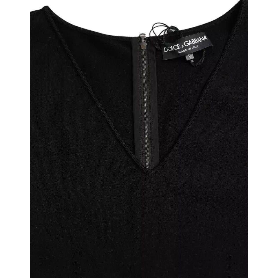 فستان دولتشي آند غابانا الأسود المصنوع من الفيسكوز بدون أكمام وذو قصة ضيقة