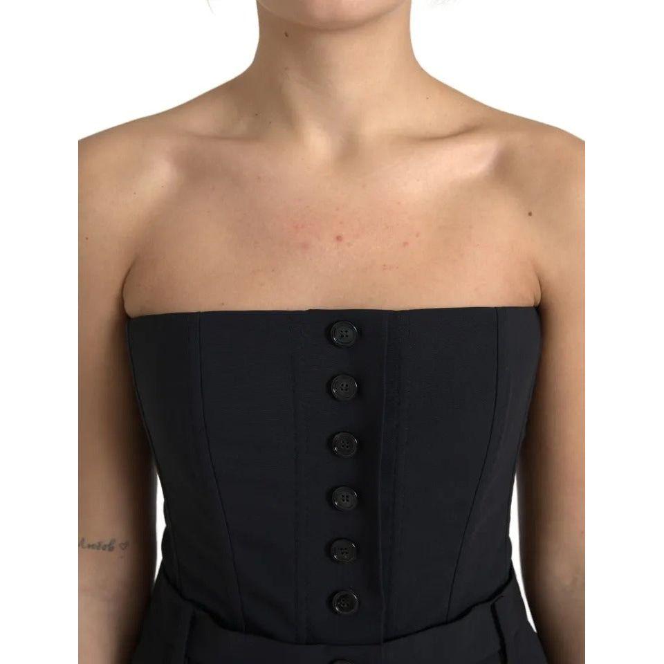 فستان جمبسوت من الصوف الأسود المرن بدون حمالات من دولتشي آند غابانا