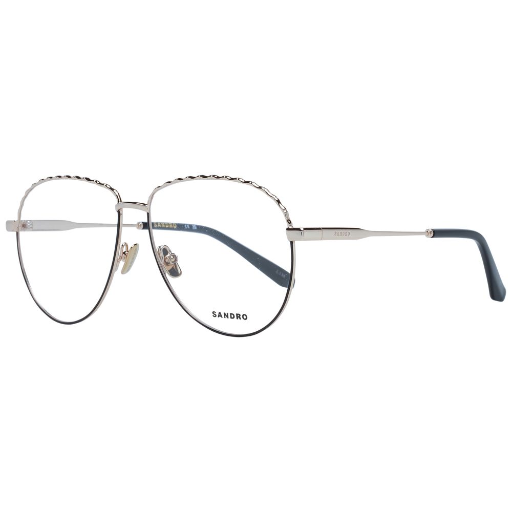 Sandro Black Women Glasses Frame - Metal round full-rim with demo lenses, size 54-13-140, includes branded case.