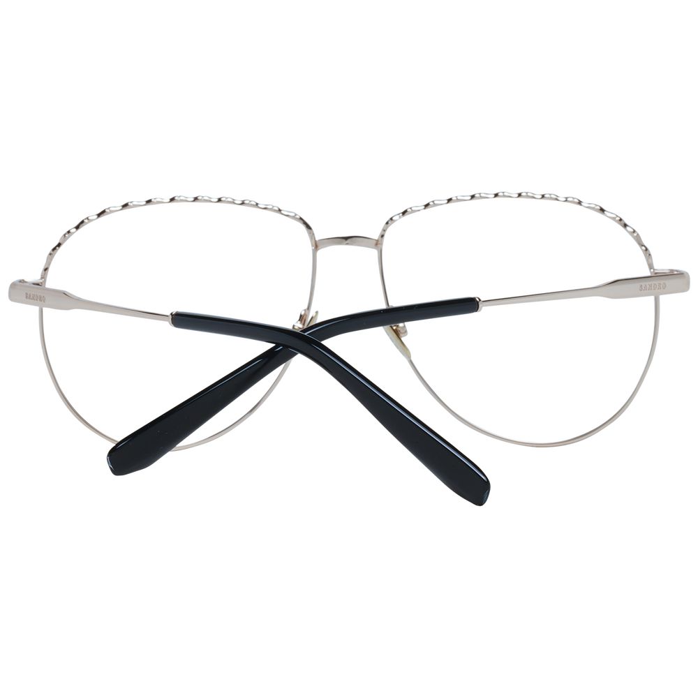 Sandro Black Women Glasses Frame with full-rim round metal design, demo lenses, and included branded case.