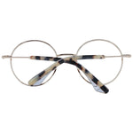 Round stainless steel glasses with tortoiseshell temples, showing unique design and style.