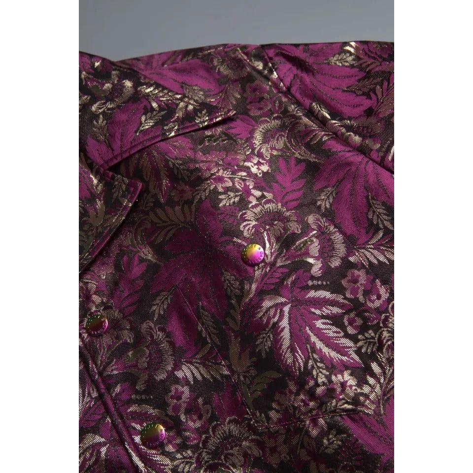 Dolce & Gabbana Fuchsia Pink Floral Jacquard Button Down Shirt TSH84203-41