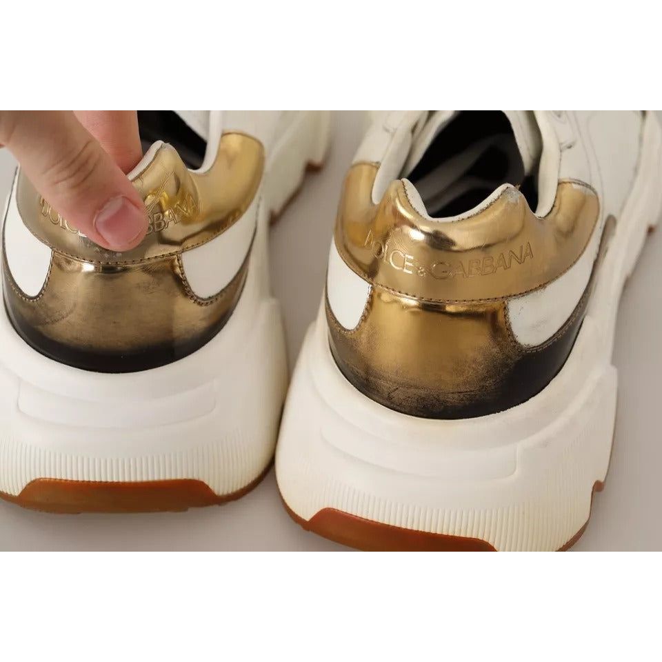 Dolce & Gabbana White Gold Leather Sport DAYMASTER Sneakers Shoes MV4199-44.5