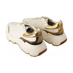Dolce & Gabbana White Gold Leather Sport DAYMASTER Sneakers Shoes MV4199-44.5