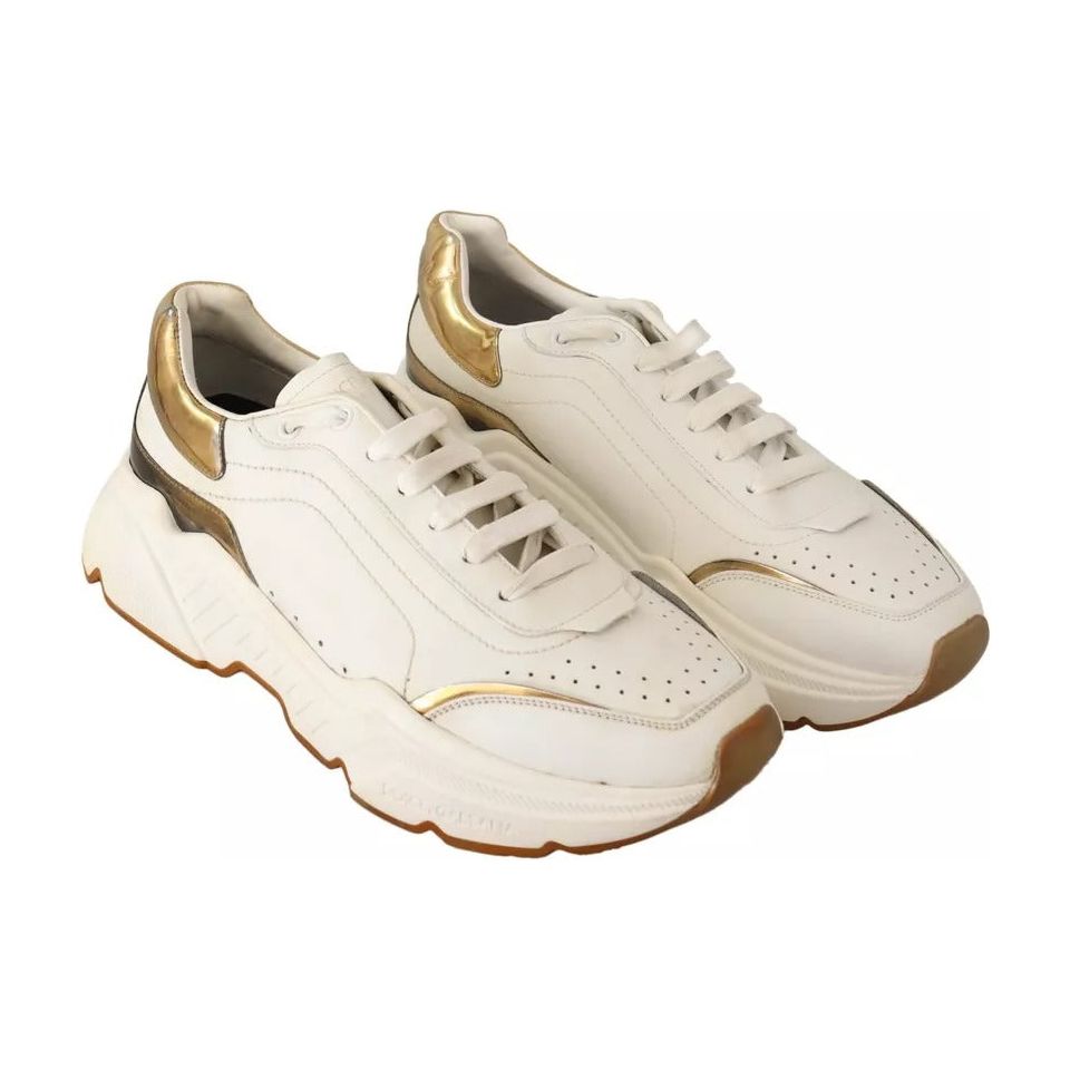 Dolce & Gabbana White Gold Leather Sport DAYMASTER Sneakers Shoes MV4199-44.5