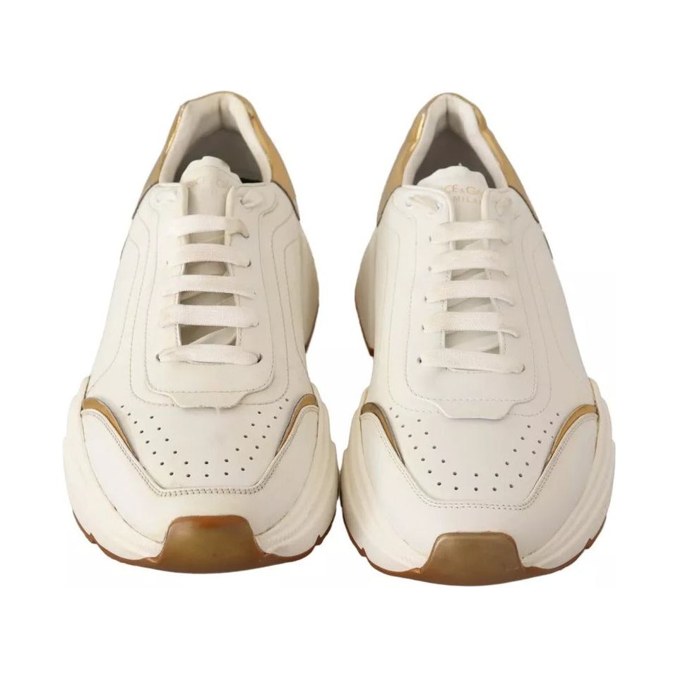 Dolce & Gabbana White Gold Leather Sport DAYMASTER Sneakers Shoes MV4199-44.5