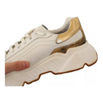 Dolce & Gabbana White Gold Leather Sport DAYMASTER Sneakers Shoes MV4199-44.5