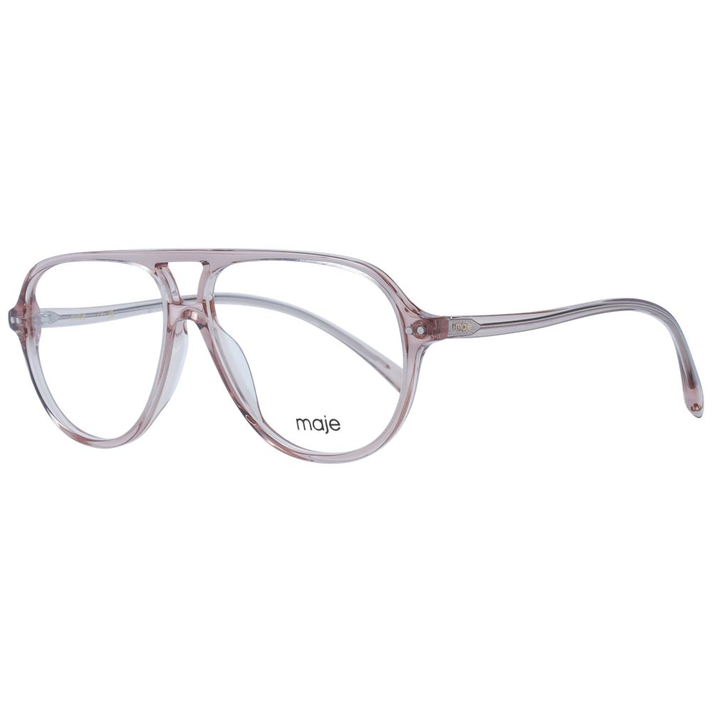 Maje Beige Women Glasses Frame in acetate, aviator style, full-rim design with demo lenses and branded case included.