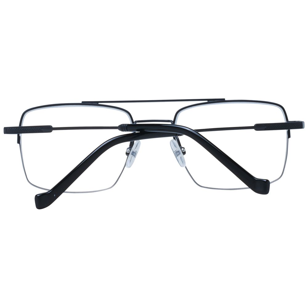 Alt Tag: Hackett Black Men Glasses Frame half-rim aviator style with stainless steel material and demo lenses, includes branded case, size 51-18-140.