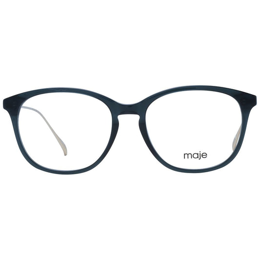 Maje Black Women Glasses Frame with black acetate full-rim, square style, demo plastic lenses, includes branded case.