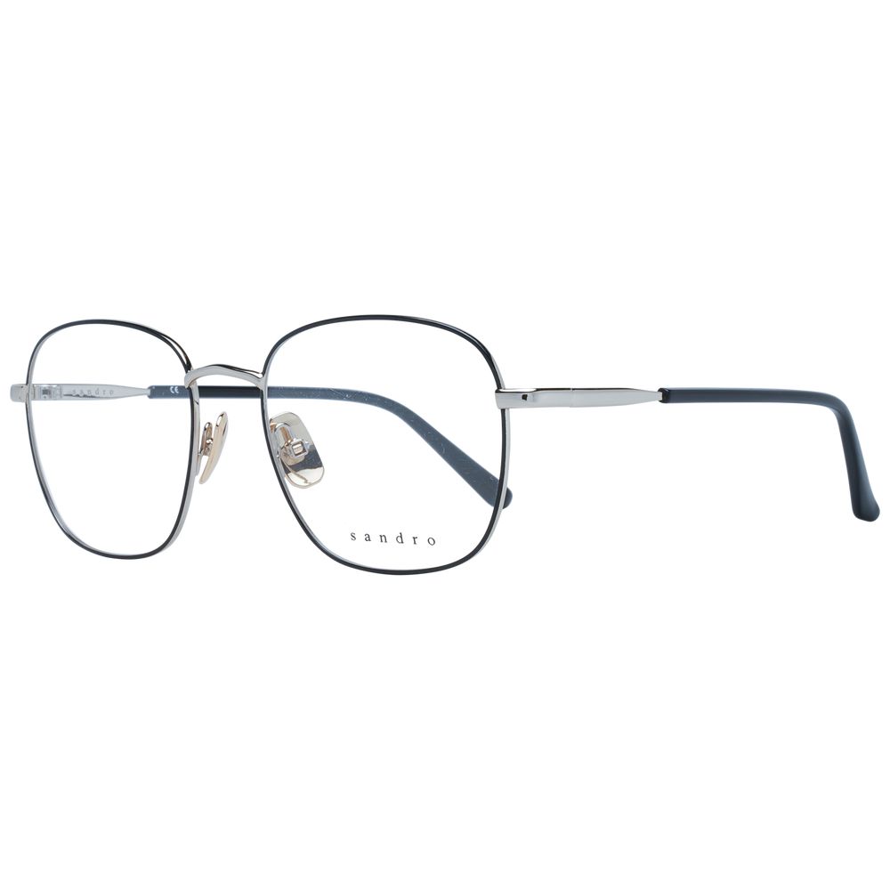 Sandro Black Women Glasses Frame, stainless steel full-rim square style with demo lenses. Includes branded case.