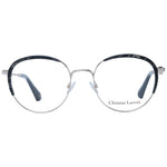 Christian Lacroix Black Women Glasses Frame, black metal full-rim round style with demo lenses.