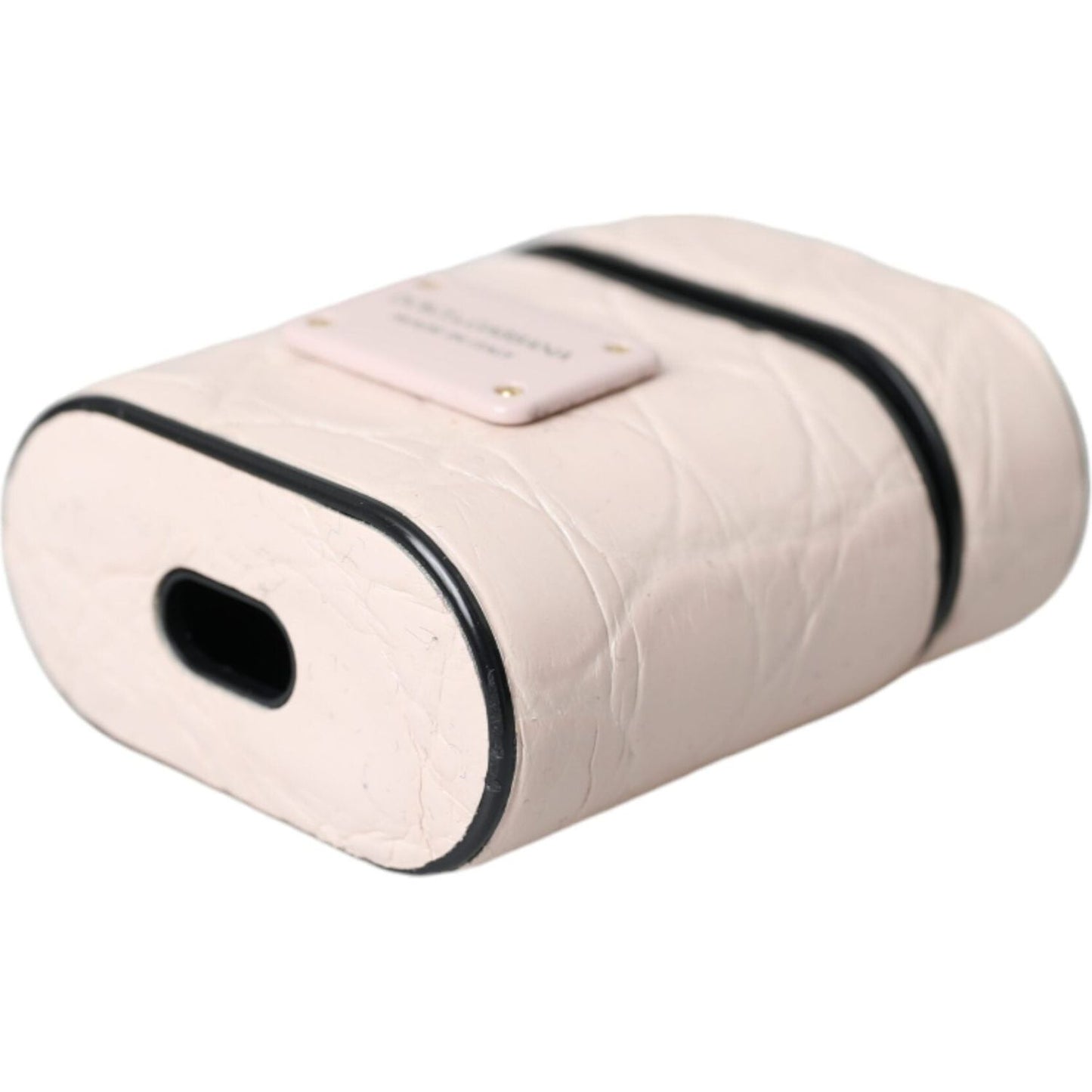 Dolce & Gabbana Light Pink Leather Metal Logo Plaque Airpods Case