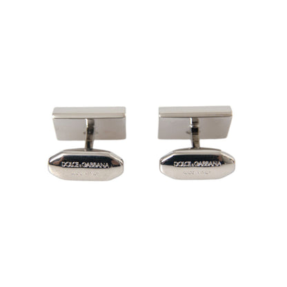Dolce & Gabbana Silver Plated Metal Brass DG Logo Pin Cufflinks
