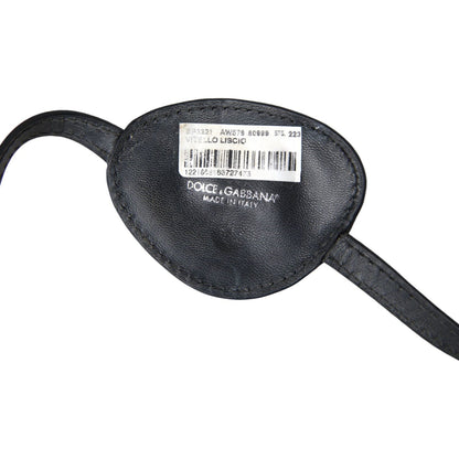 Dolce & Gabbana Black Calfskin Leather Metal DG Logo Eye Patch