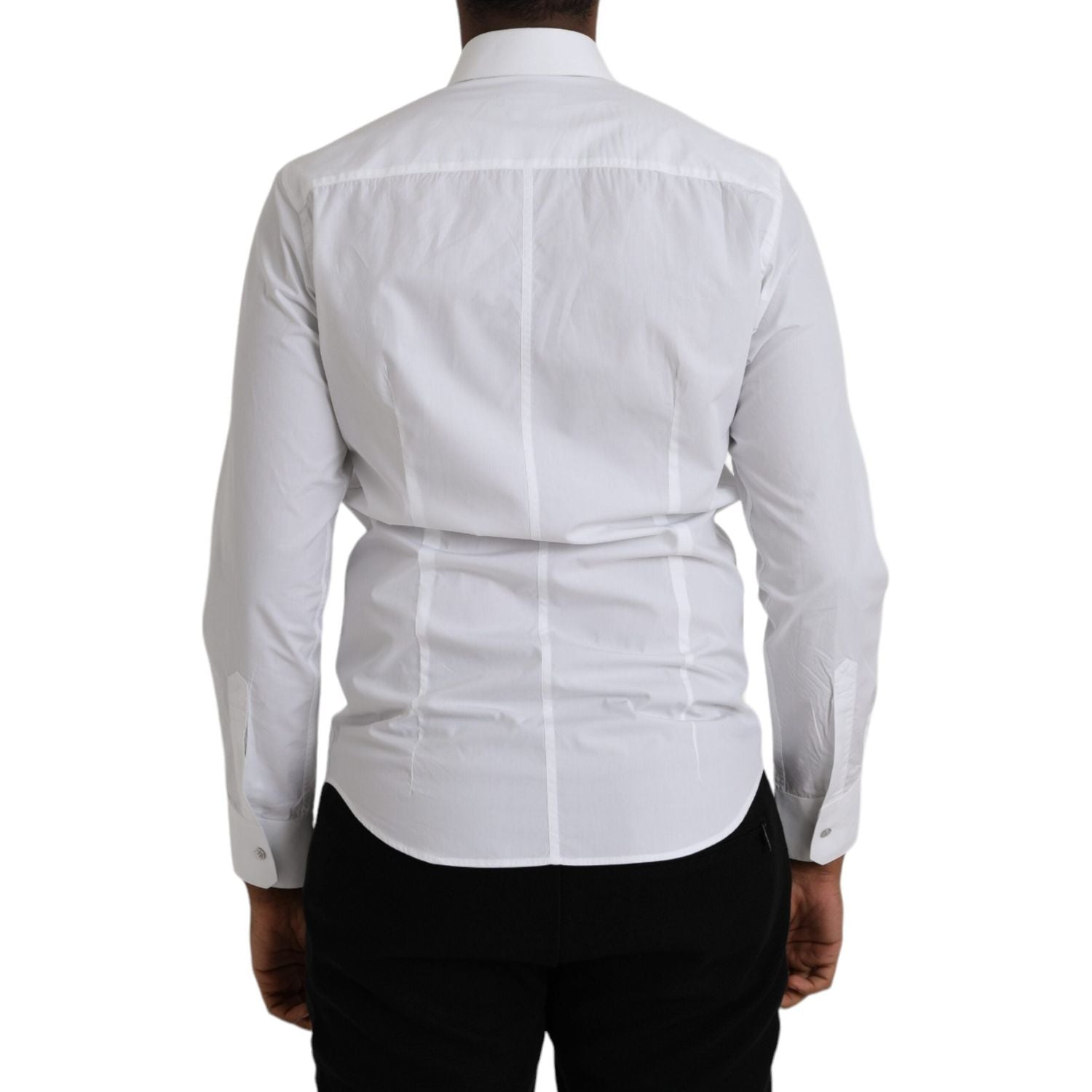 فستان دولتشي آند غابانا من القطن الأبيض بأكمام طويلة وقميص مارتيني