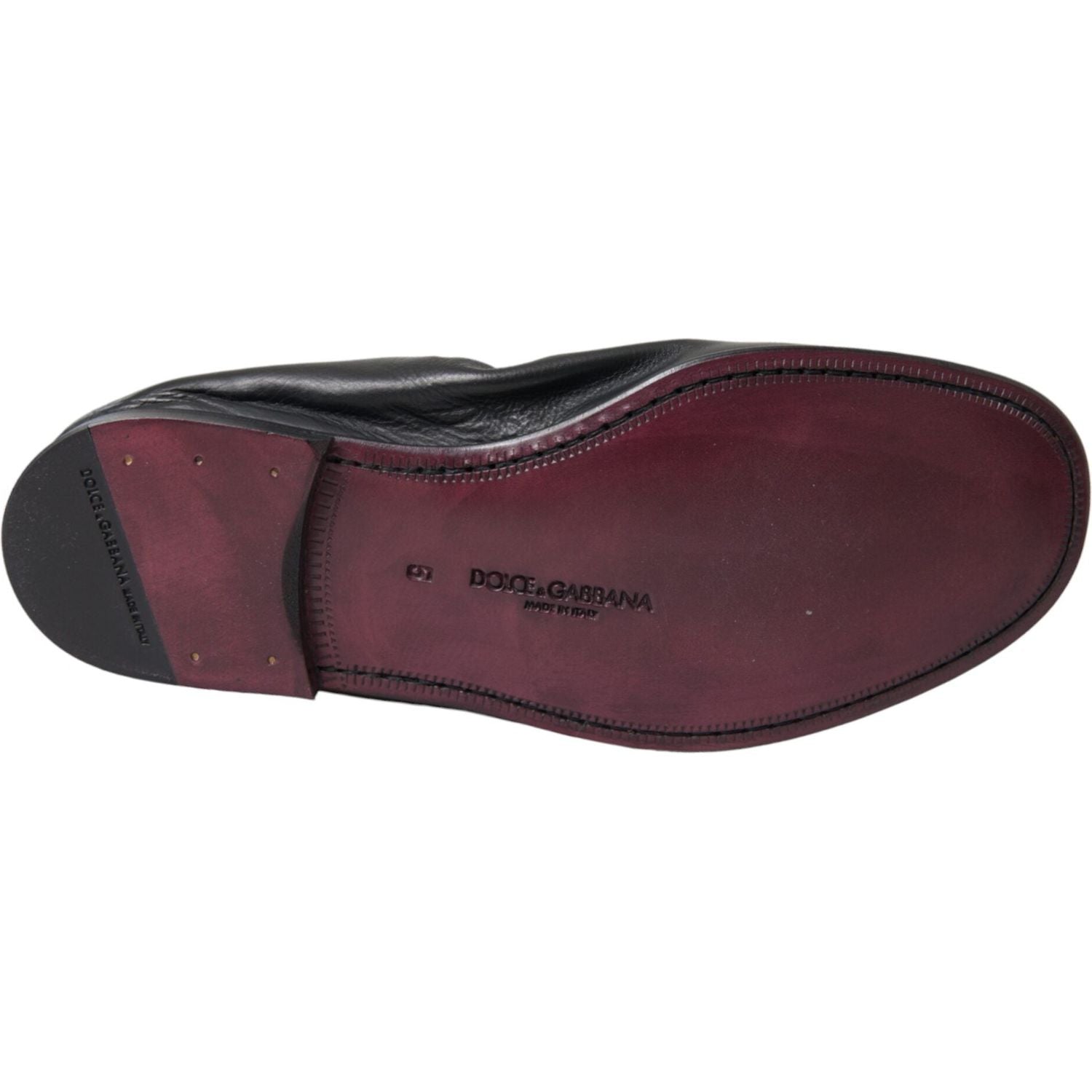 حذاء رسمي رجالي من الجلد بشعار دولتشي آند غابانا مطرز باللون الأسود