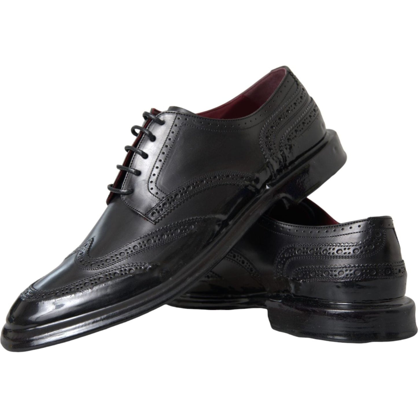 Dolce & Gabbana Black Leather Oxford Wingtip Formal Men Shoes MV5680-41