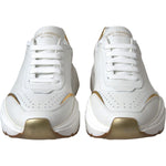 Dolce & Gabbana White Gold DAYMASTER Leather Sneakers Men Shoes Dolce & Gabbana Light Gray