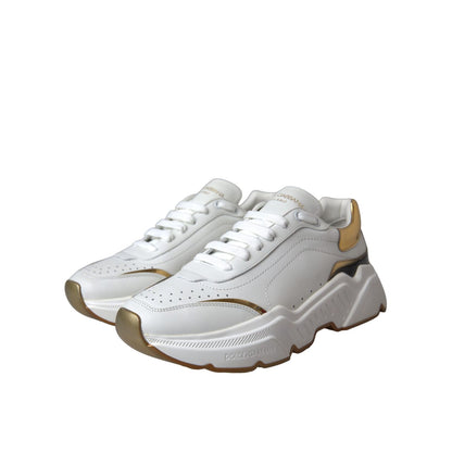 Dolce & Gabbana White Gold DAYMASTER Leather Sneakers Shoes