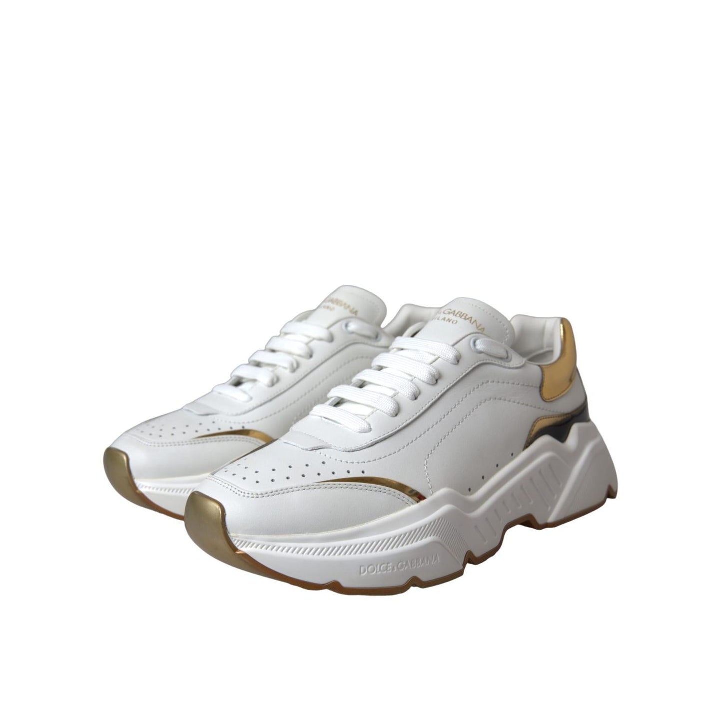 Dolce & Gabbana White Gold DAYMASTER Leather Sneakers Shoes LA5712 #13- 39