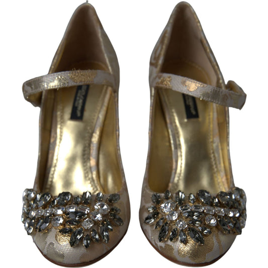 Dolce & Gabbana Dolce & Gabbana Gold Jacquard Crystal Mary Janes Pumps Shoes LA10958-35.5 1728,67345645728,Dolce & Gabbana,EU35.5/US5,EU35/US4.5,EU36/US5.5,Gold,Material: 35+15%LU+50%PC,New with tags,Pumps - Women - Shoes,Shoes,Women - Shoes